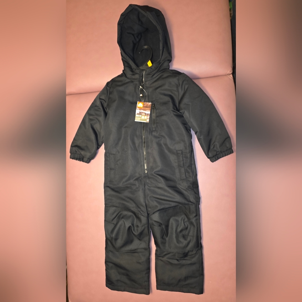 OZARK TRAIL LITTLE BOYS SNOWSUIT SZ 4T, BLACK, HOODED WITH ZIPPER, NEW WITH TAGS